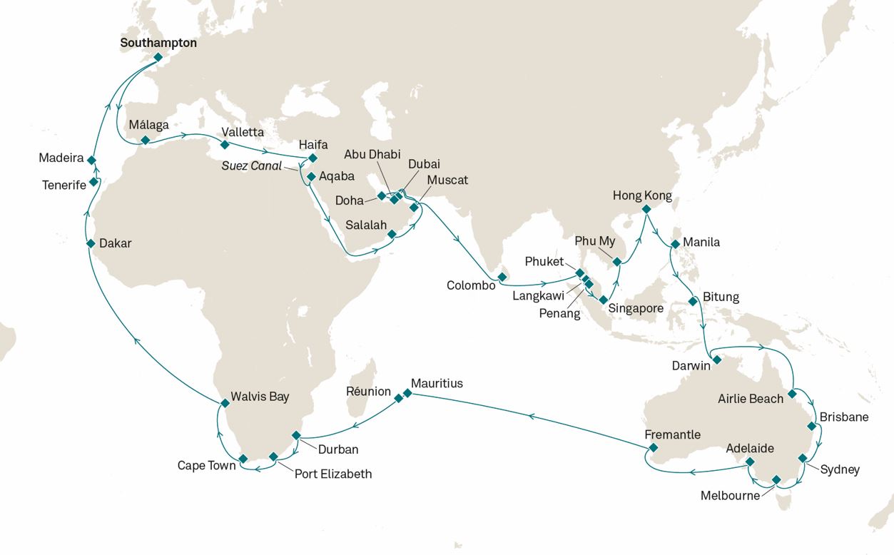 Princess Cruises itinerary in 2026 Southampton
