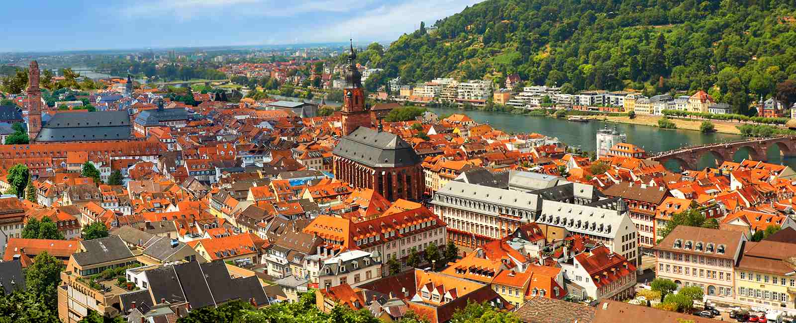 Vista Aérea de Heidelberg y el río Neckar