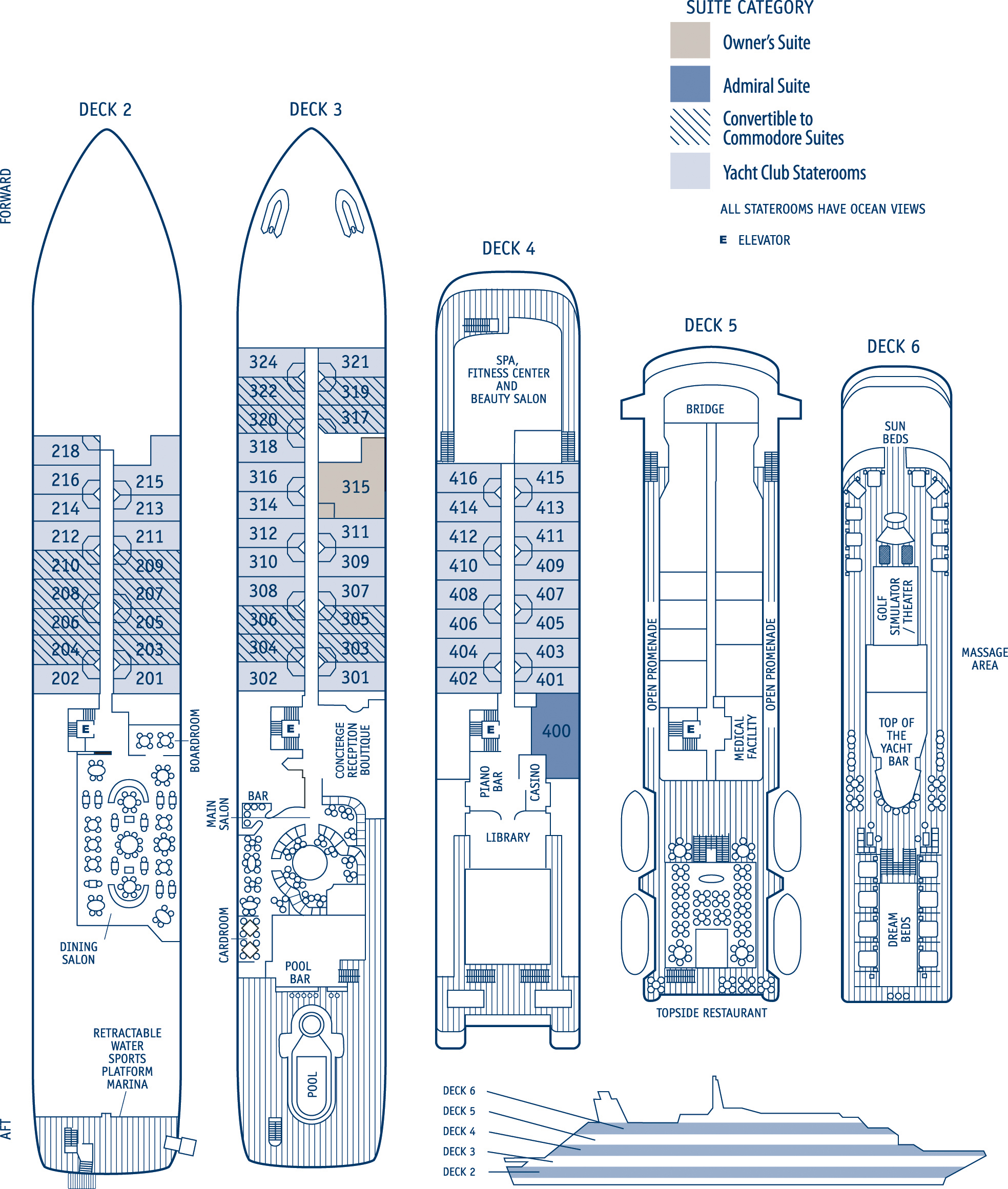 seadream yacht club deck plans