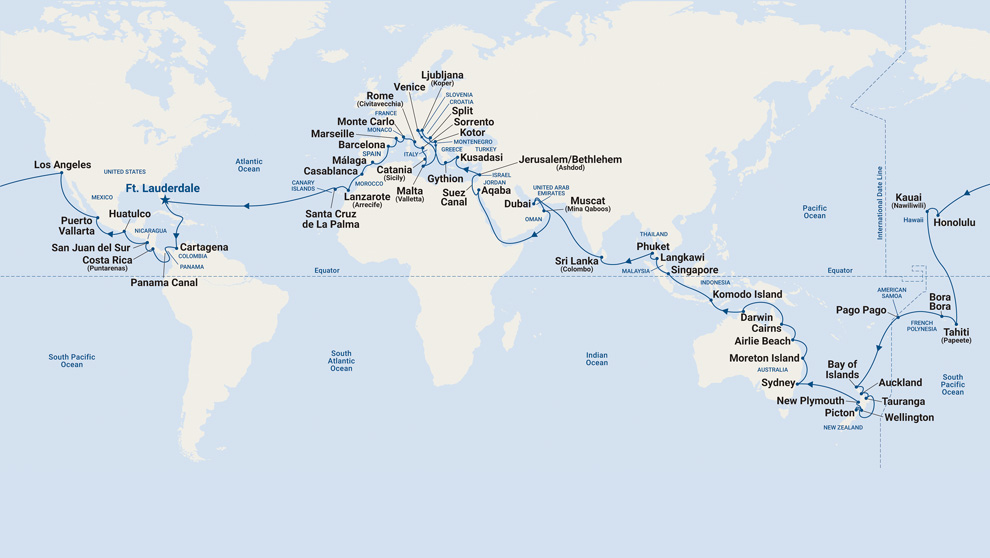 island princess world cruise itinerary